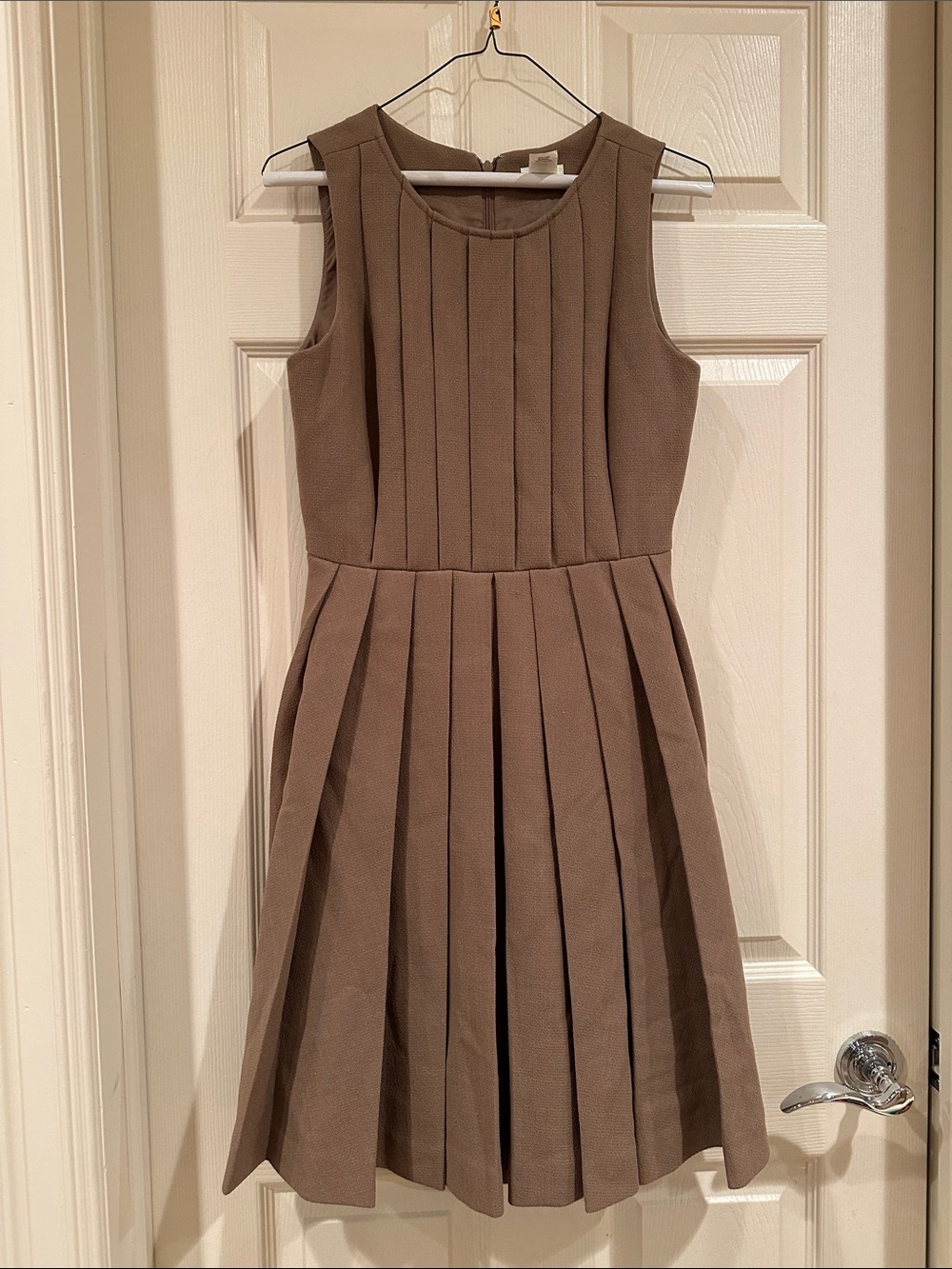 J. Crew Sleeveless Pleated Brown Dress - Picture 1 of 3